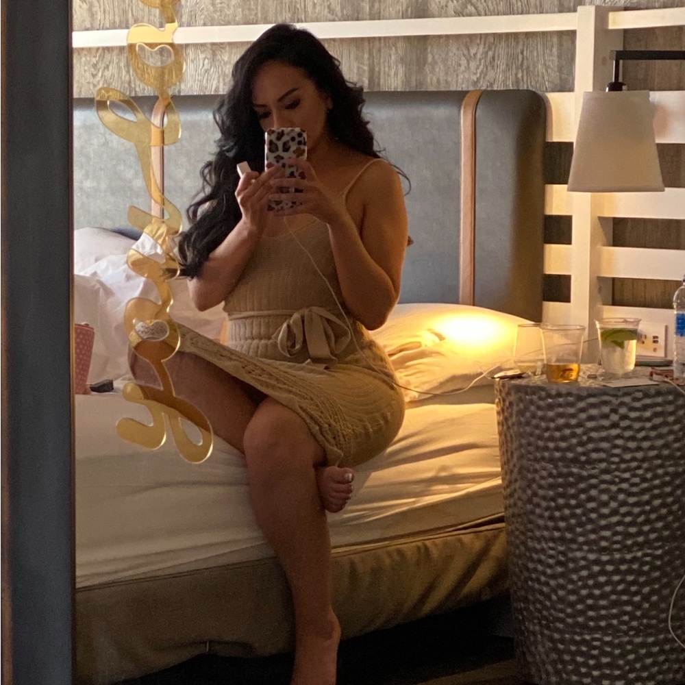 Size Small Tan Crochet Tank Top Midi Dress